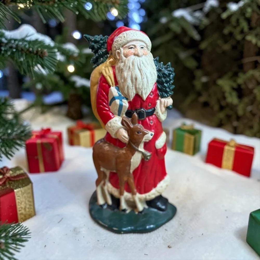 Vintage Upper Deck RARE 1980s Santa Cast Iron Door Stopper 10 1/2” Tall